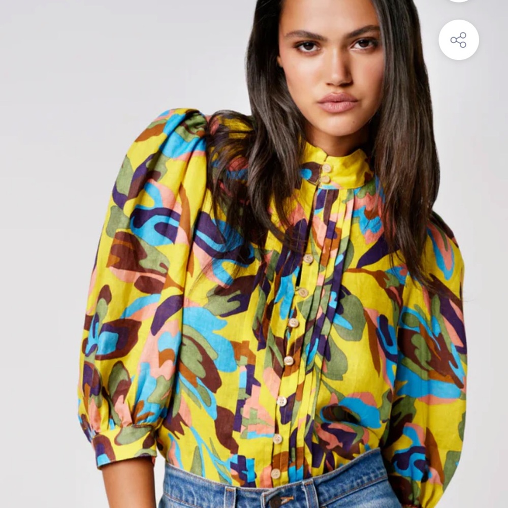 SMYTHE 100% Linen Frontier Blouse in Tropical Yellow. New without tags.